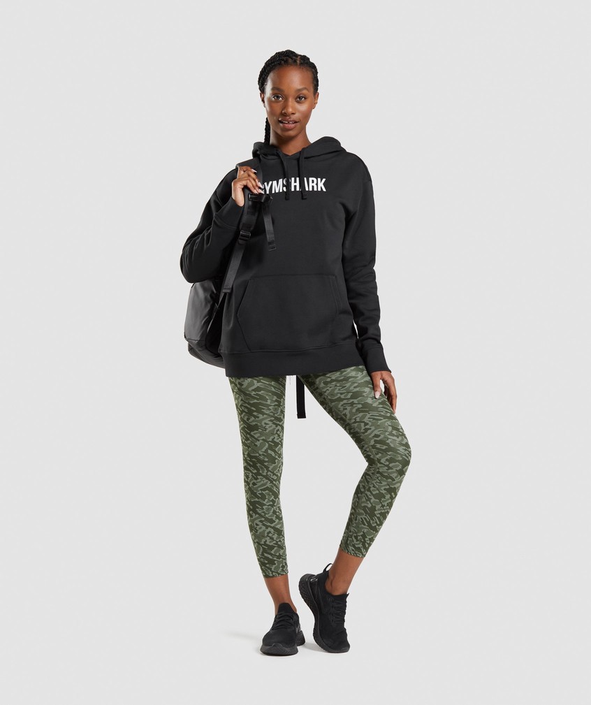 Black Women's Gymshark Apollo Oversized Hoodie Pullover | USA-65890