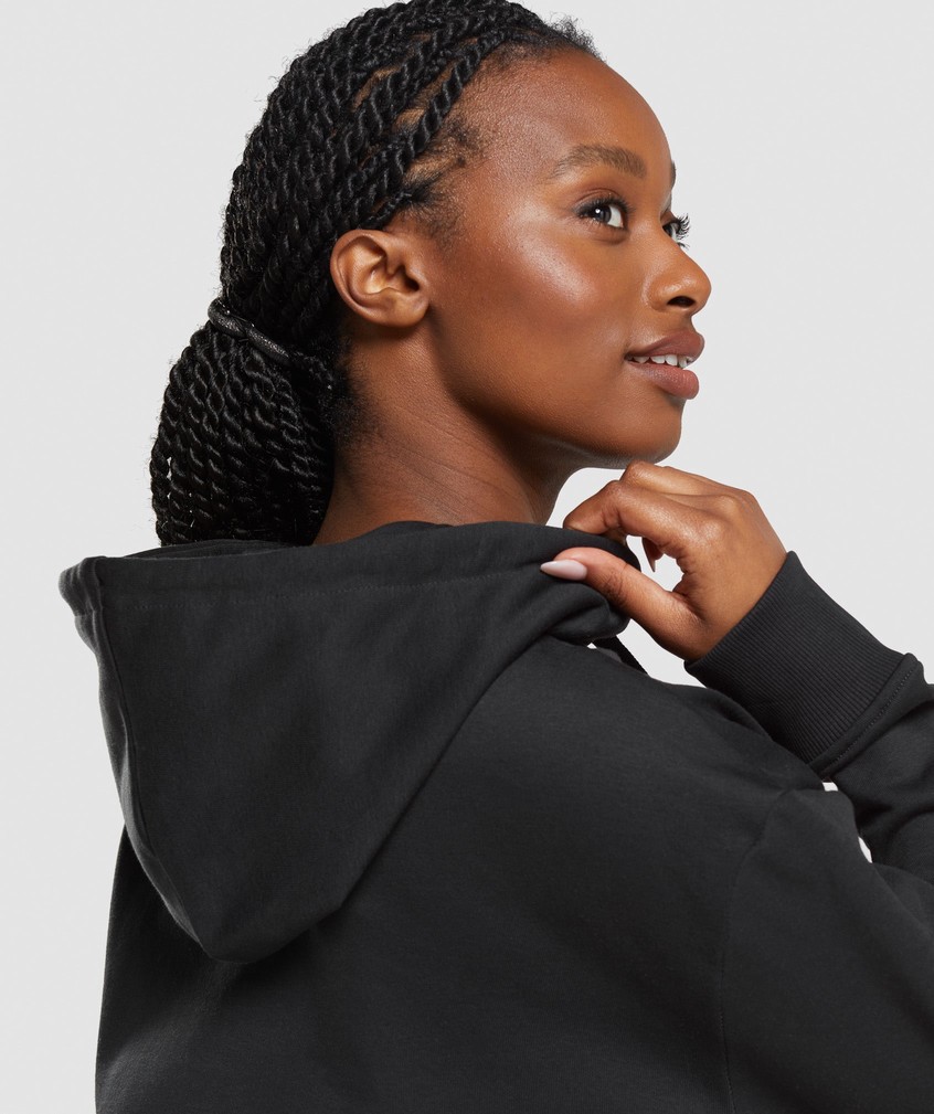 Black Women's Gymshark Apollo Oversized Hoodie Pullover | USA-65890