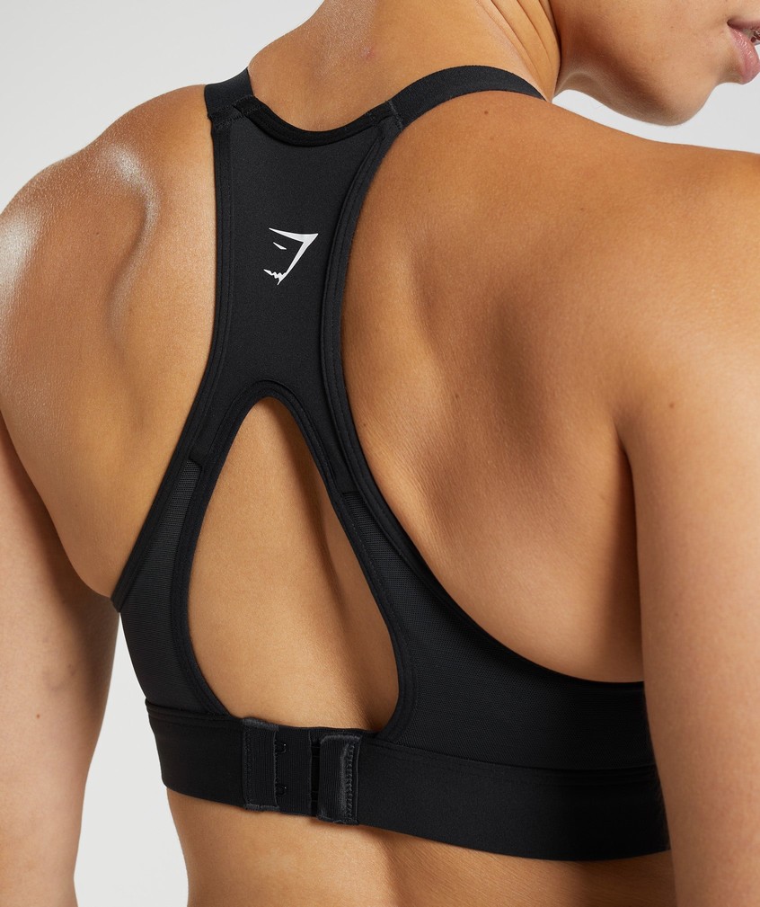 Black Women's Gymshark Cut Out Back High Support Sports Bra | USA-13680