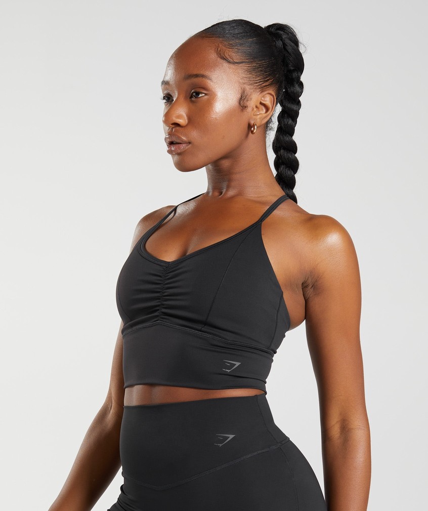 Black Women's Gymshark Elevate Longline Sports Bra | USA-10547