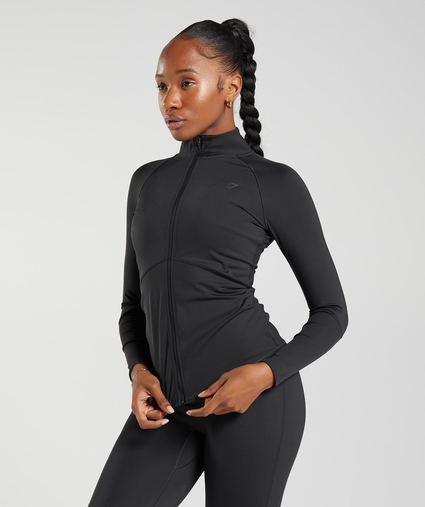 Black Women's Gymshark Elevate Zip Jackets | USA-56834