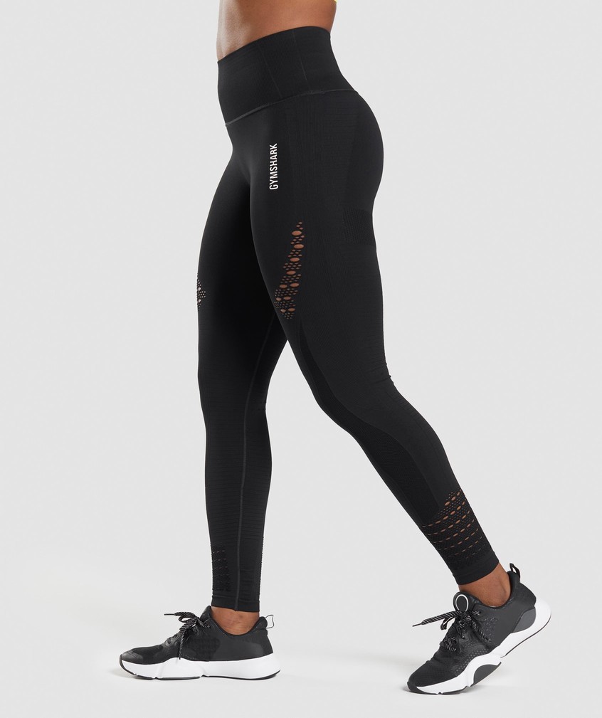 Black Women's Gymshark Energy Seamless Leggings | USA-12567