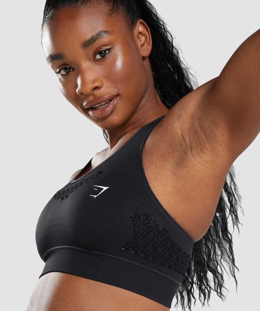 Black Women's Gymshark Energy Seamless Sports Bra | USA-20745