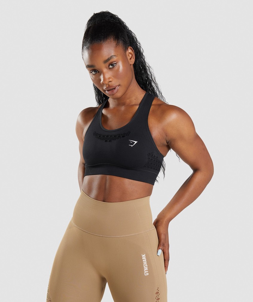 Black Women\'s Gymshark Energy Seamless Sports Bra | USA-20745