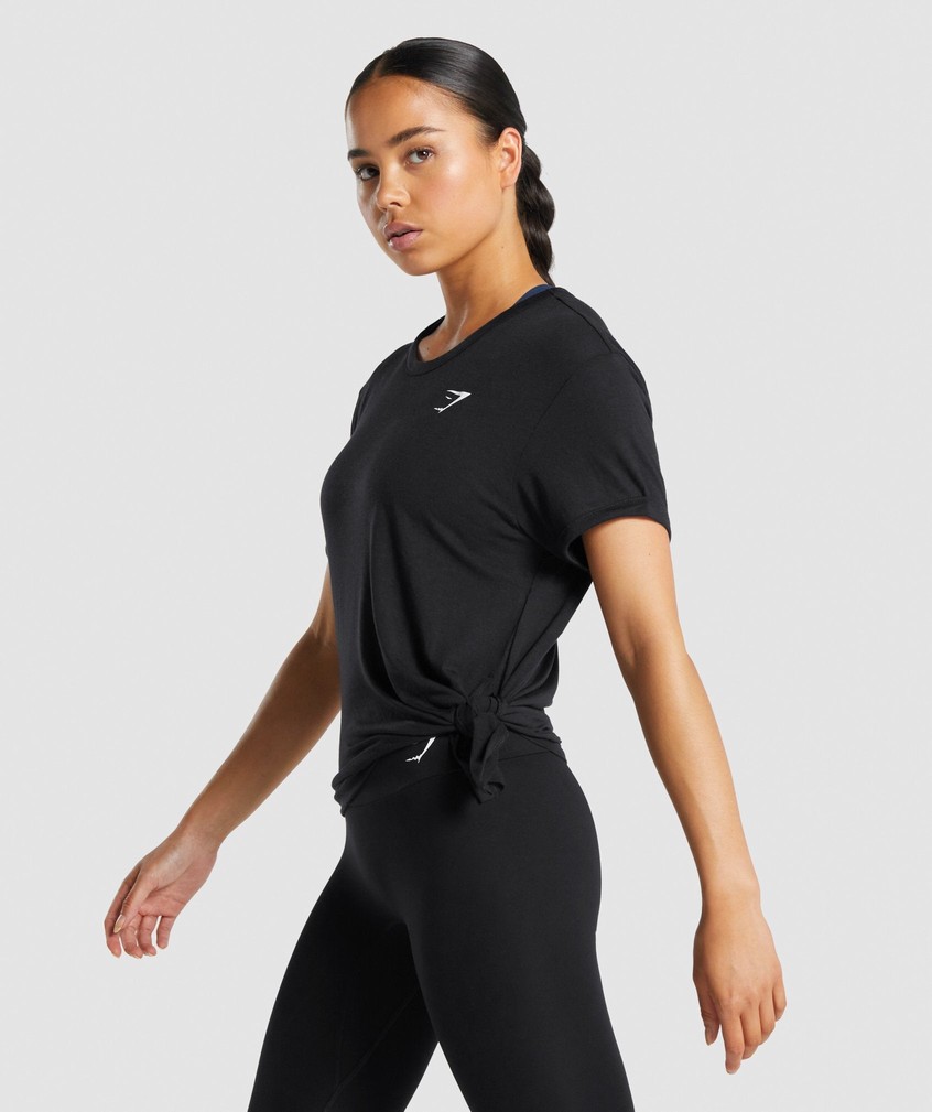 Black Women's Gymshark Essential T-Shirts | USA-65078