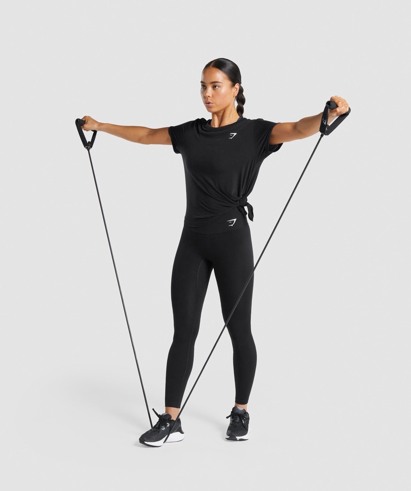 Black Women's Gymshark Essential T-Shirts | USA-65078