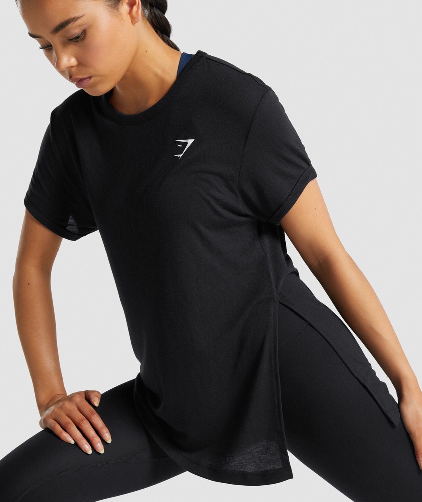 Black Women's Gymshark Essential T-Shirts | USA-65078