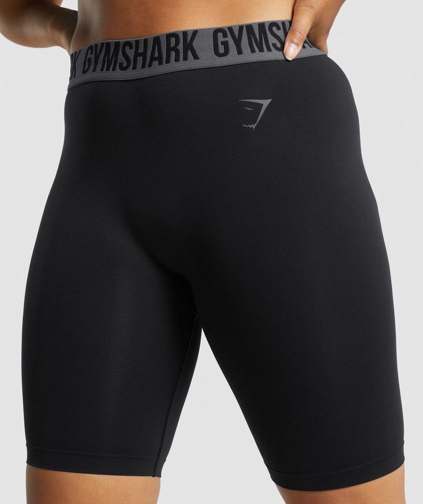 Black Women's Gymshark Fit Seamless Cycling Shorts | USA-29736