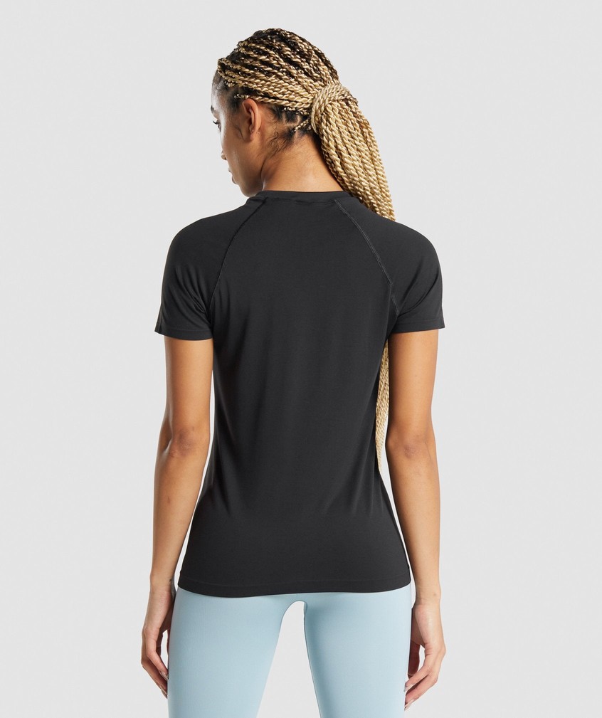 Black Women's Gymshark Fit Seamless Loose T-Shirts | USA-71269