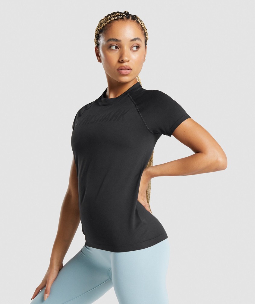 Black Women's Gymshark Fit Seamless Loose T-Shirts | USA-71269