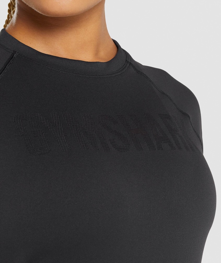 Black Women's Gymshark Fit Seamless Loose T-Shirts | USA-71269