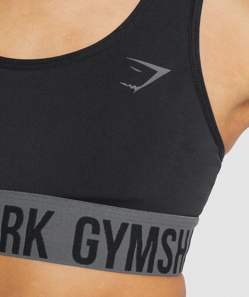 Black Women's Gymshark Fit Seamless Sports Bra | USA-50389