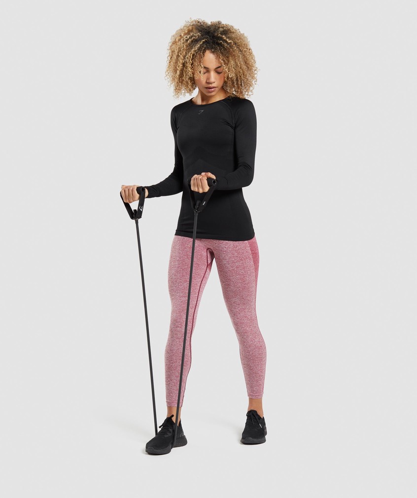 Black Women's Gymshark Flex Long Sleeve Top T-Shirts | USA-40851