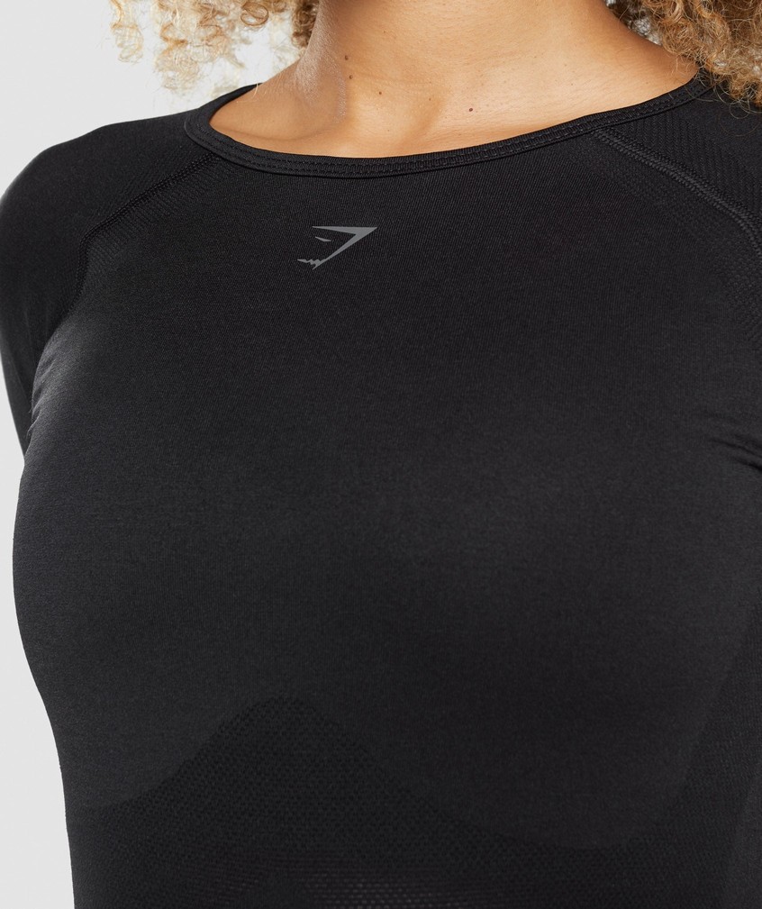 Black Women's Gymshark Flex Long Sleeve Top T-Shirts | USA-40851