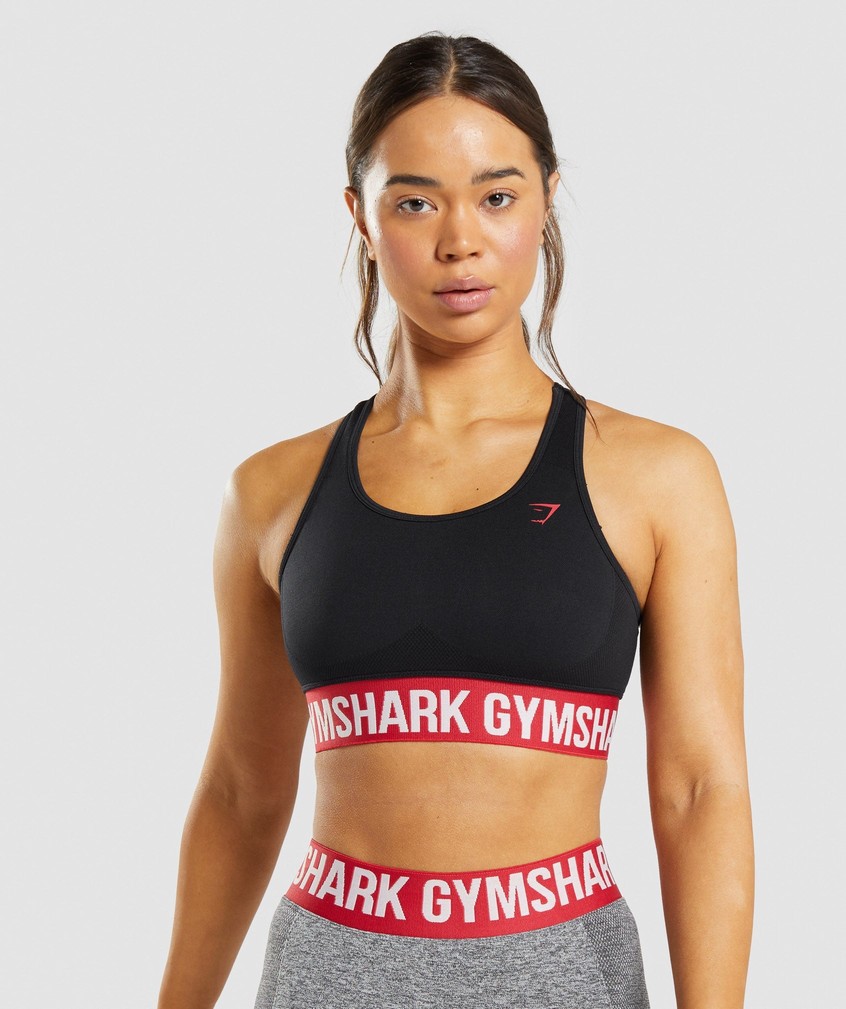 Black Women\'s Gymshark Flex Sports Bra | USA-01853