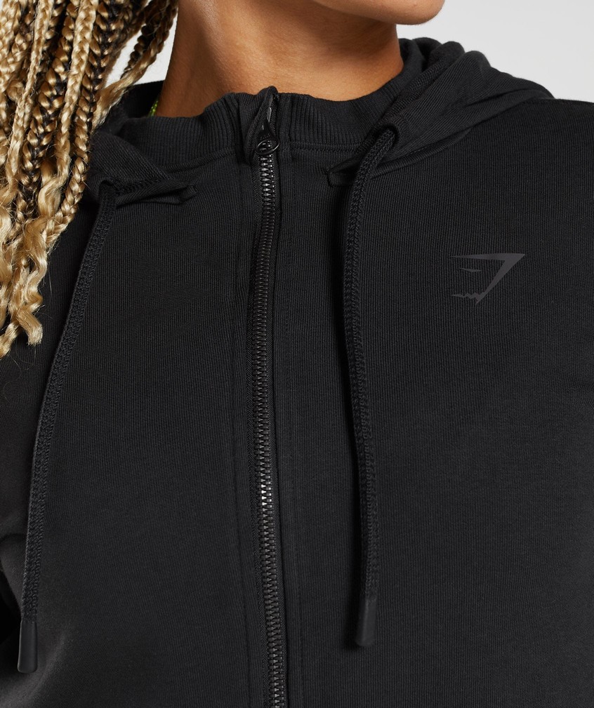 Black Women's Gymshark GS Power Cropped Zip Hoodie | USA-56290