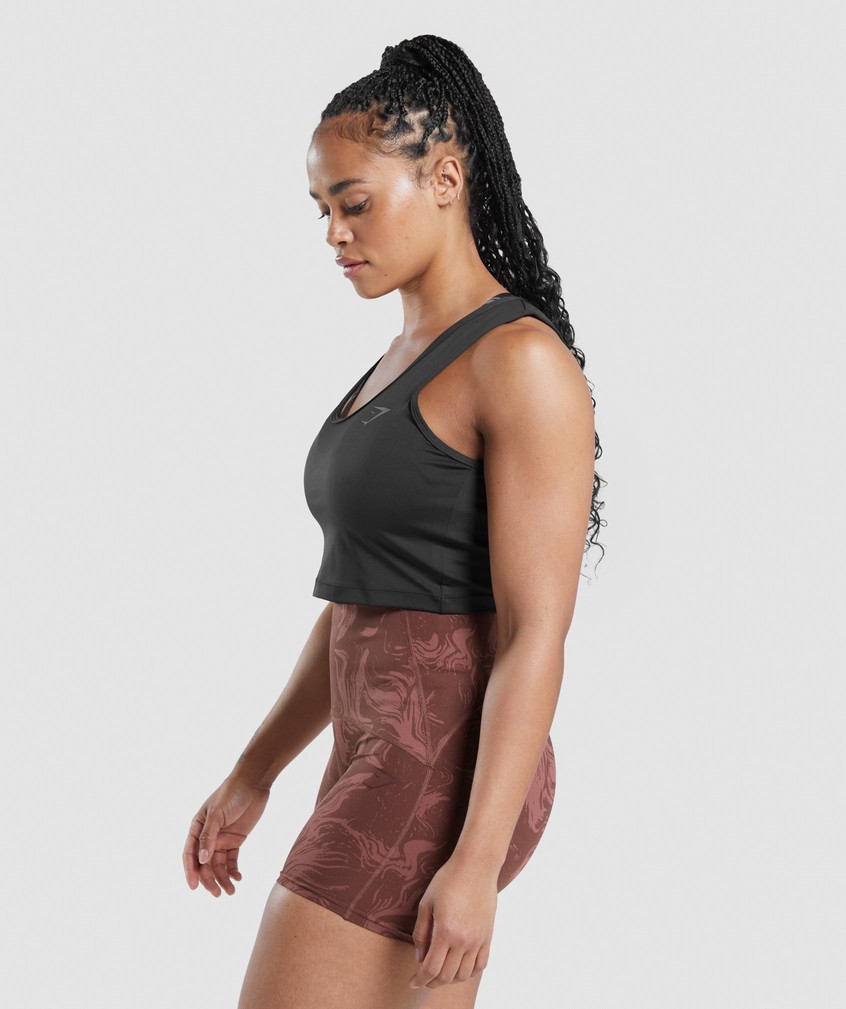 Black Women's Gymshark GS Power Open Back Cropped Tank | USA-65148