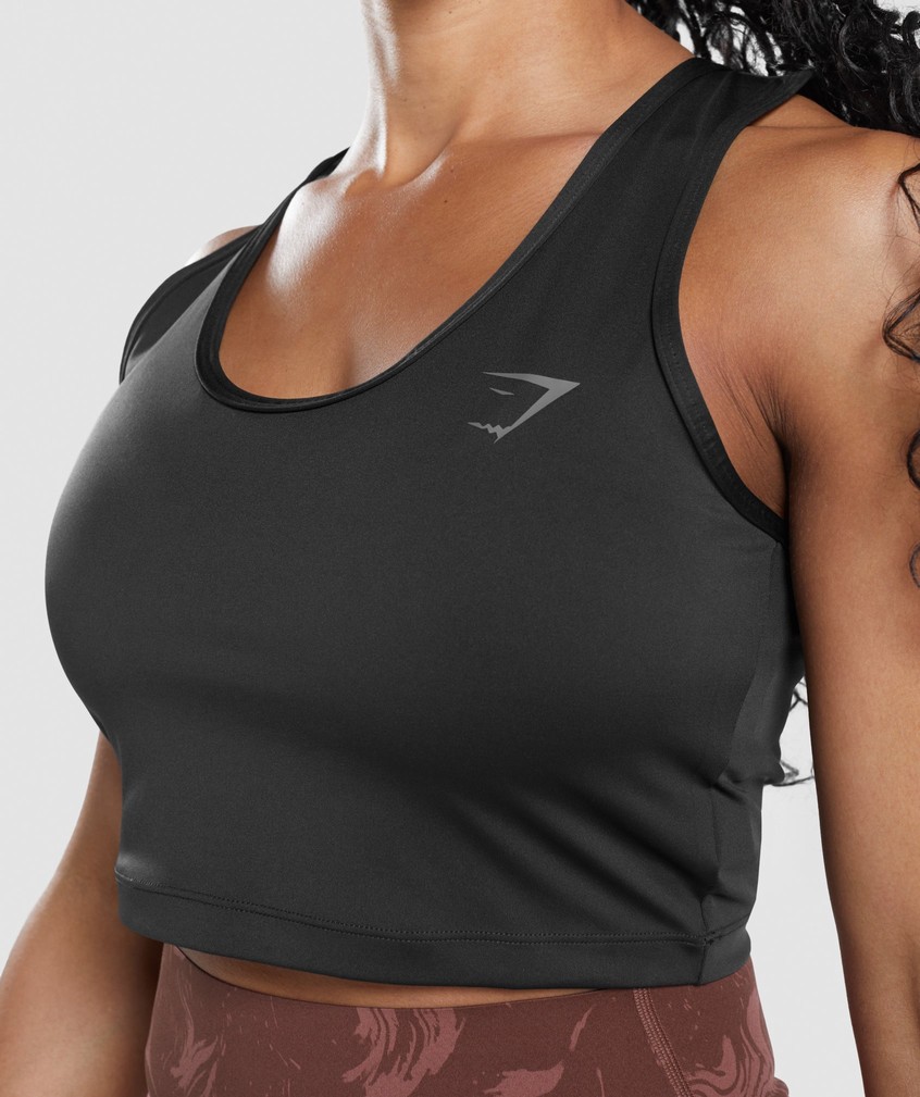 Black Women's Gymshark GS Power Open Back Cropped Tank | USA-65148