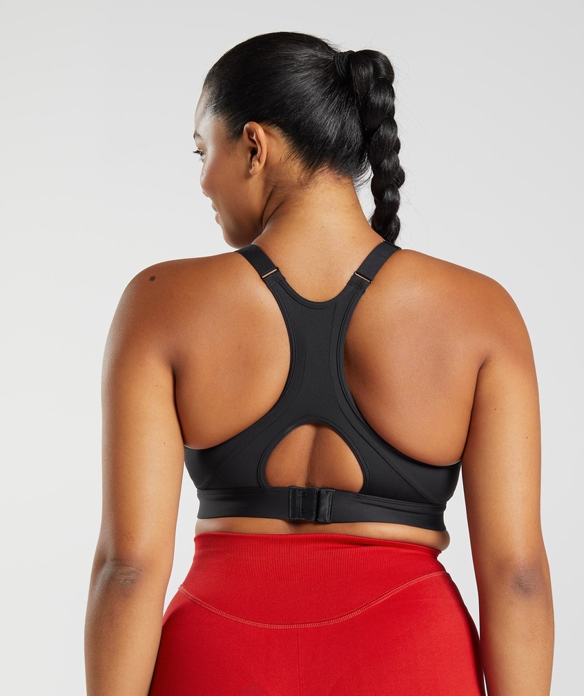 Black Women's Gymshark High Neck High Support Sports Bra | USA-14260