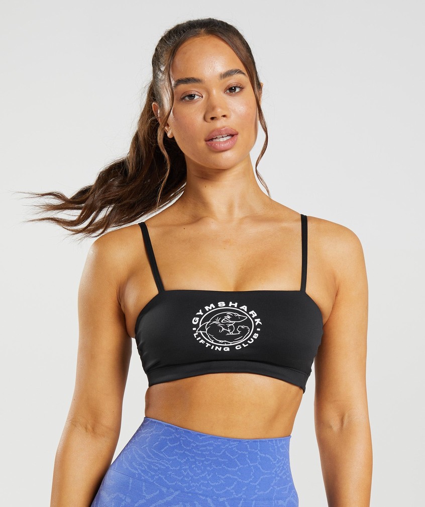 Black Women\'s Gymshark Legacy Bandeau Bra | USA-40186