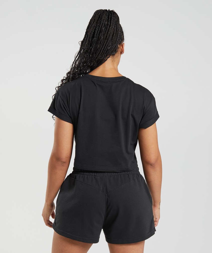 Black Women's Gymshark Legacy Crop Top T-Shirts | USA-92584