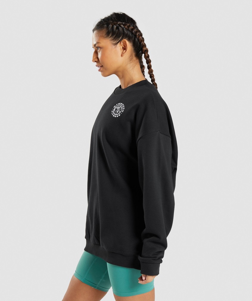 Black Women's Gymshark Legacy Graphic Swea Pullover | USA-98345