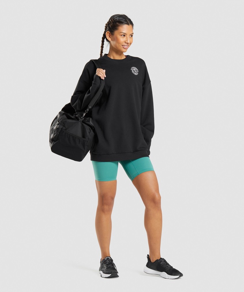 Black Women's Gymshark Legacy Graphic Swea Pullover | USA-98345