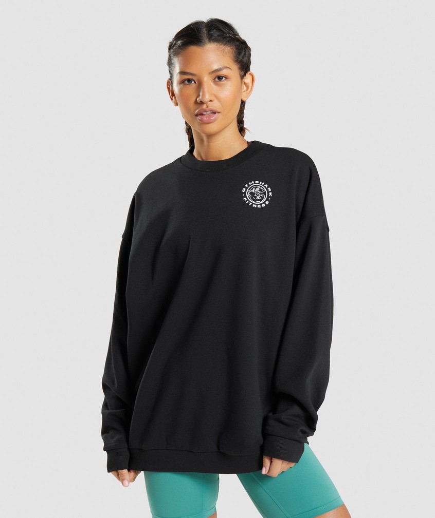 Black Women\'s Gymshark Legacy Graphic Swea Pullover | USA-98345