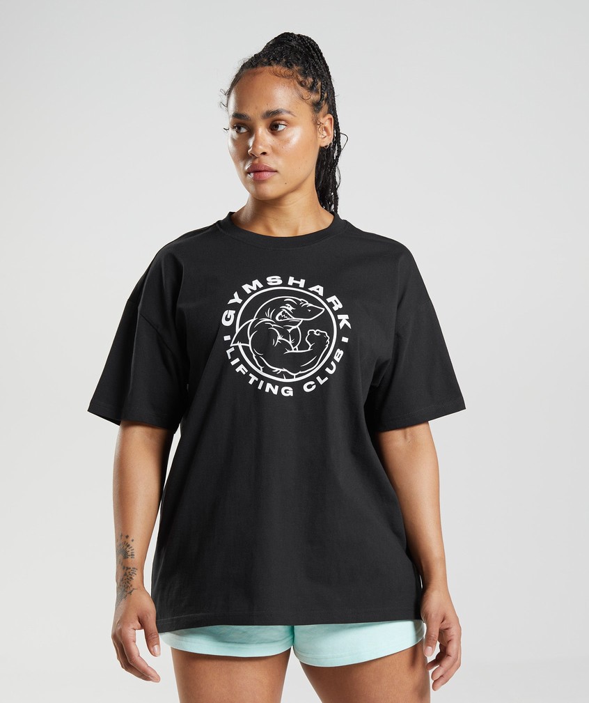 Black Women\'s Gymshark Legacy Oversized T-Shirts | USA-70486