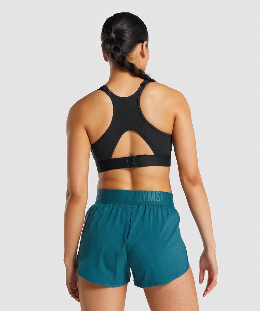 Black Women's Gymshark Mesh Neckline Sports Bra | USA-73096