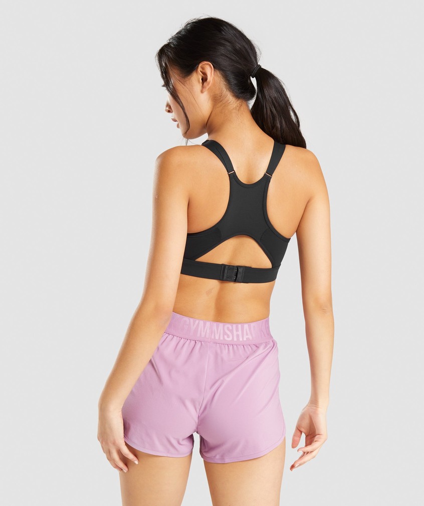 Black Women's Gymshark Mesh Neckline Training Sports Bra | USA-21073