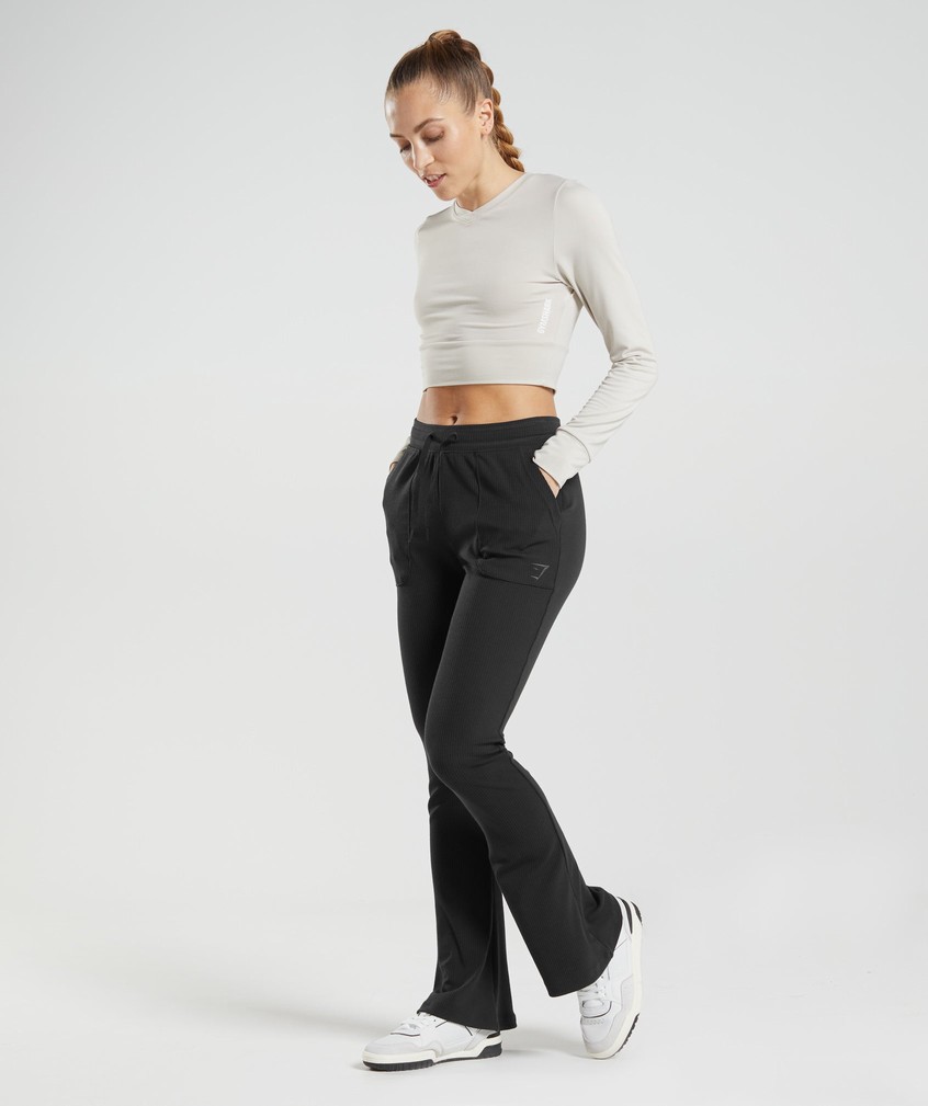 Black Women's Gymshark Pause Flared Pants Joggers | USA-81674