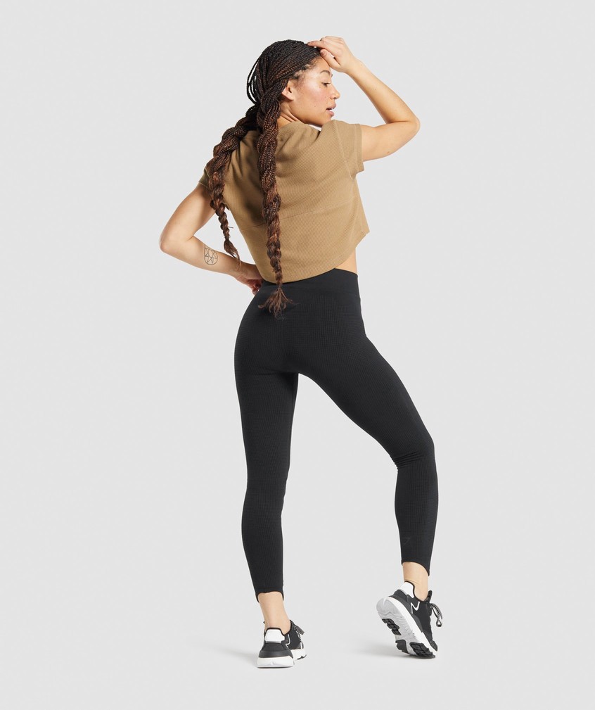 Black Women's Gymshark Pause Seamless Leggings | USA-54802