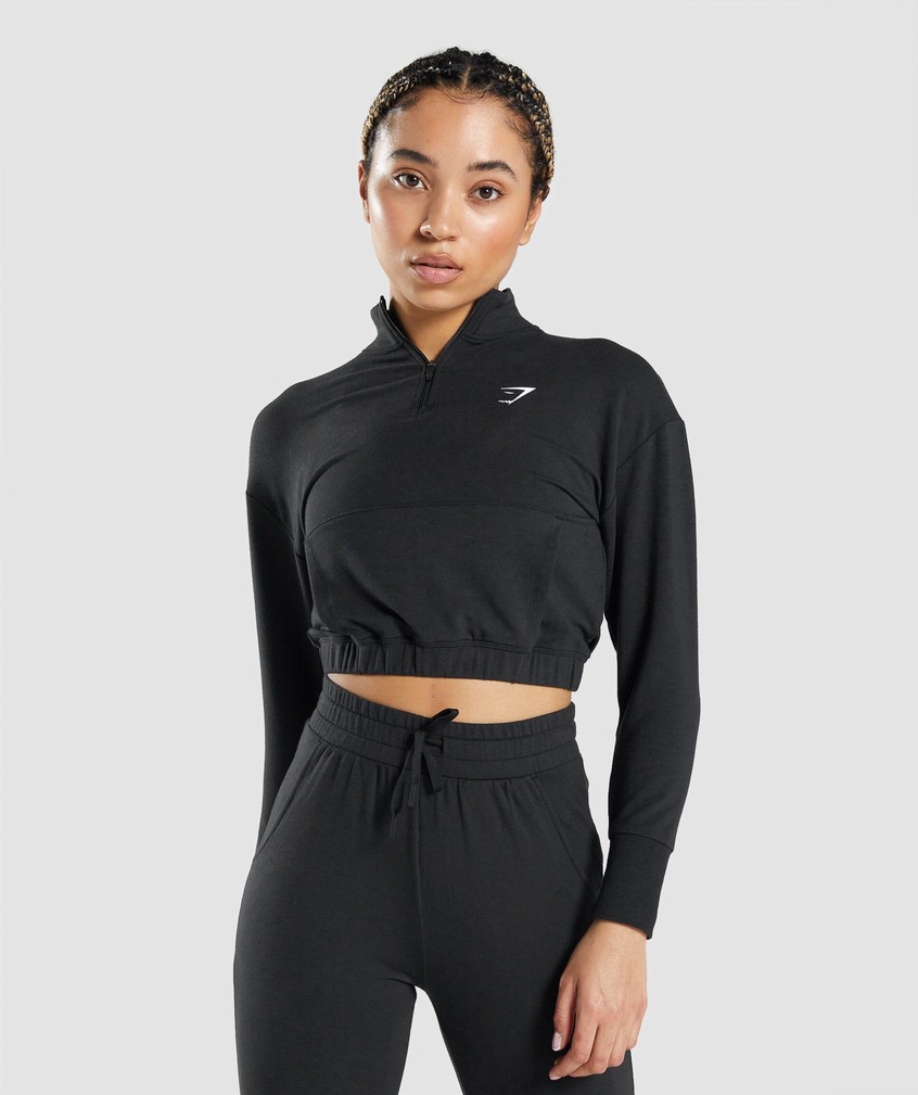 Black Women\'s Gymshark Pippa Training Pullover | USA-73598