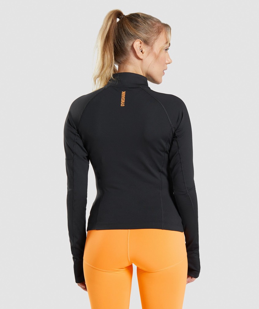 Black Women's Gymshark Pulse 1/4 Zip Pullover | USA-53261