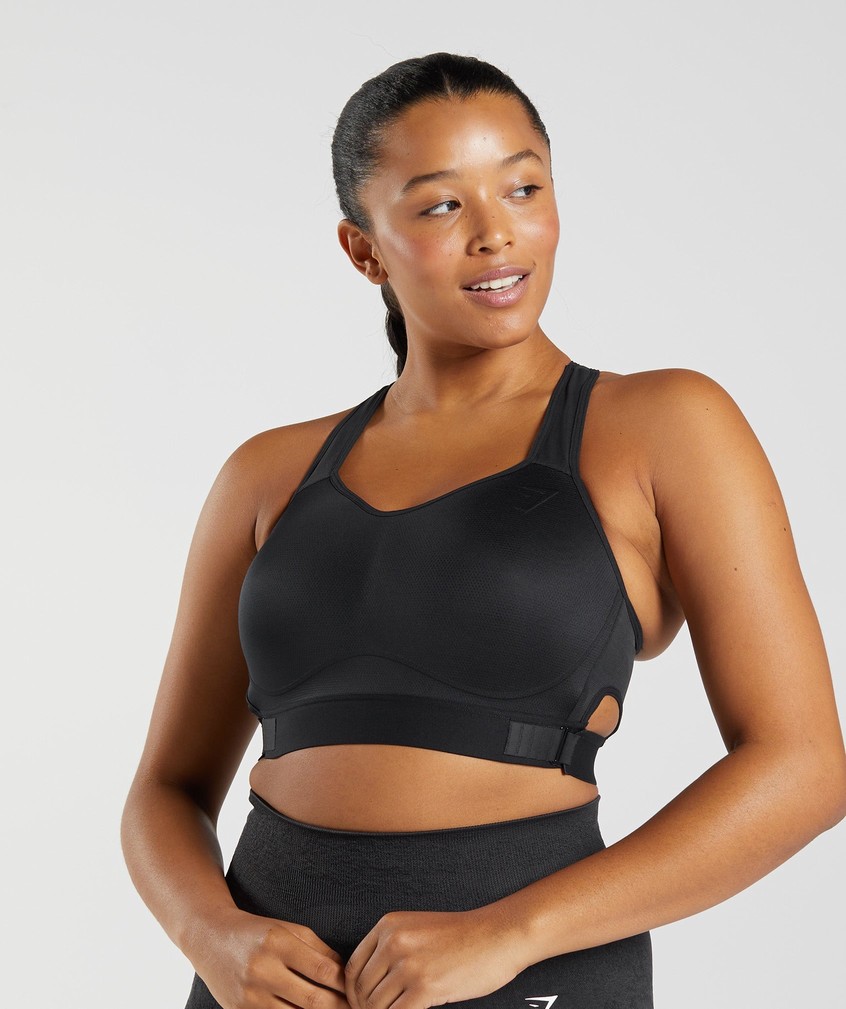 Black Women's Gymshark Racerback High Support Sports Bra | USA-28910