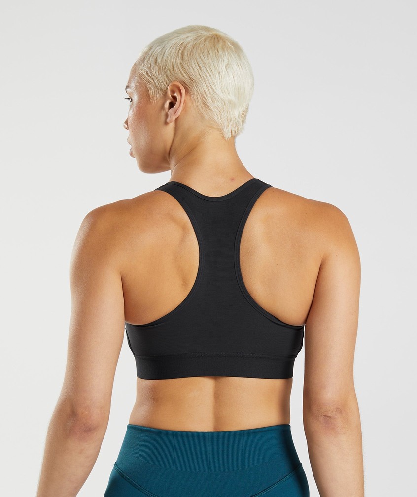 Black Women's Gymshark Racerback High Support Sports Bra | USA-28910