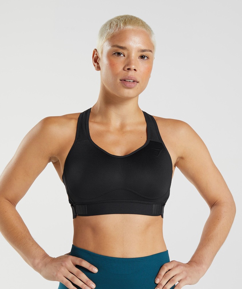 Black Women\'s Gymshark Racerback High Support Sports Bra | USA-28910