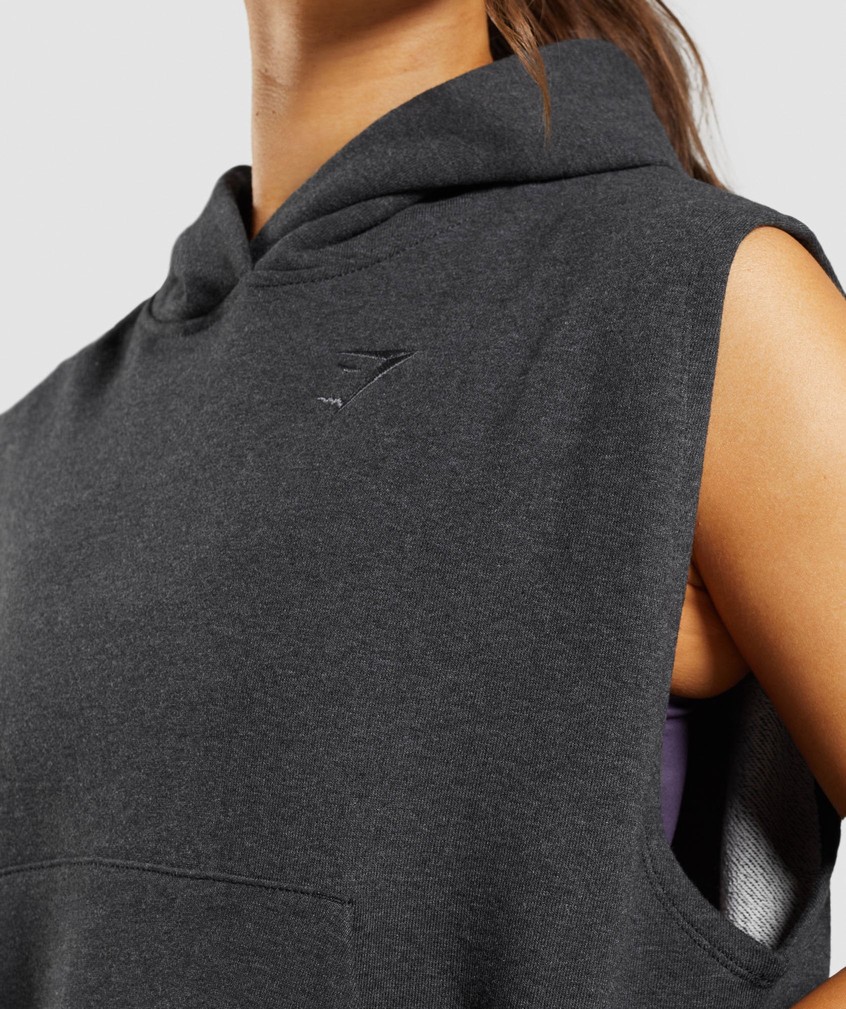 Black Women's Gymshark Rest Day Sweats Sleeveless Hoodie | USA-82370