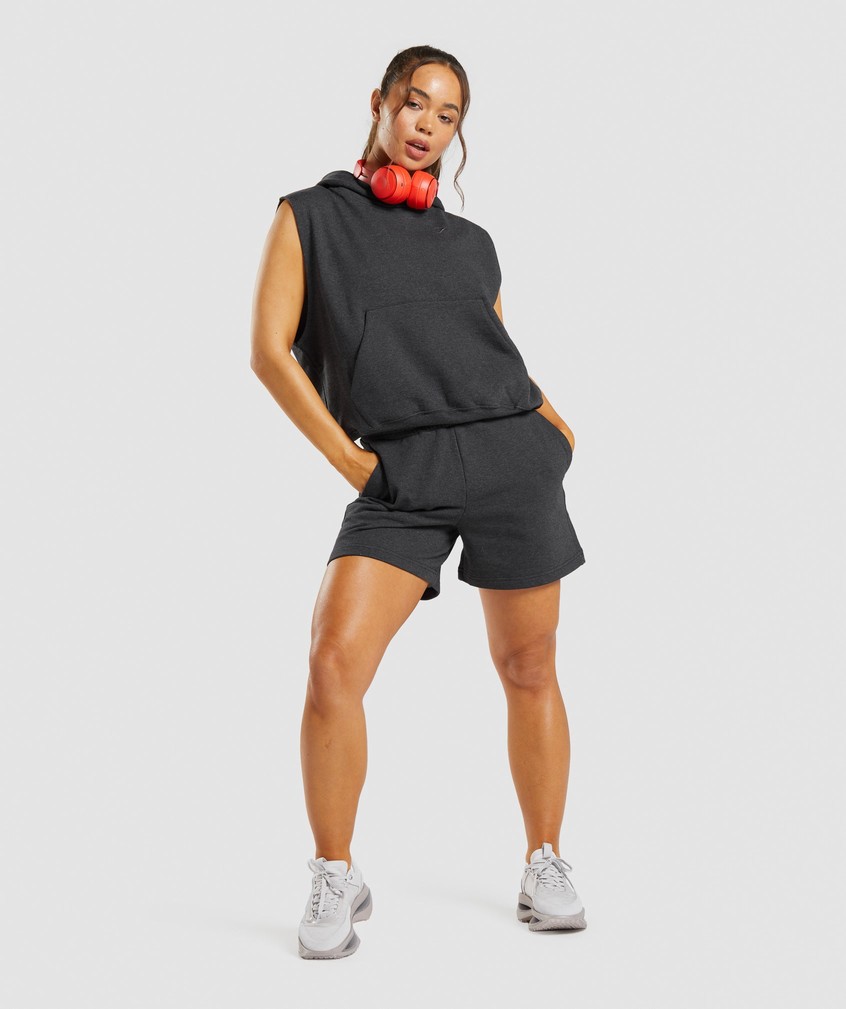 Black Women's Gymshark Rest Day Sweats Shorts | USA-96031