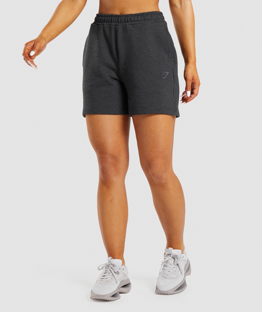 Black Women\'s Gymshark Rest Day Sweats Shorts | USA-96031