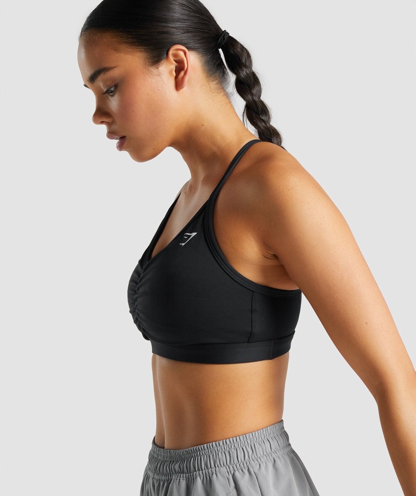 Black Women's Gymshark Ruched Sports Bra | USA-69873