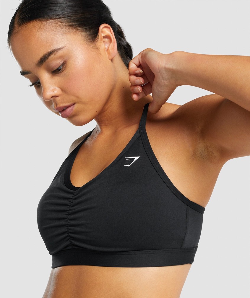 Black Women's Gymshark Ruched Sports Bra | USA-69873