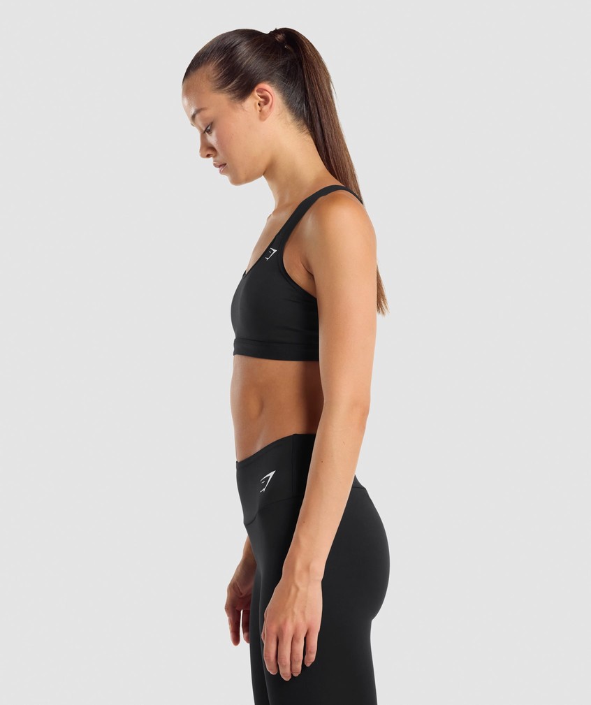 Black Women's Gymshark Scoop Neck Sports Bra | USA-40915