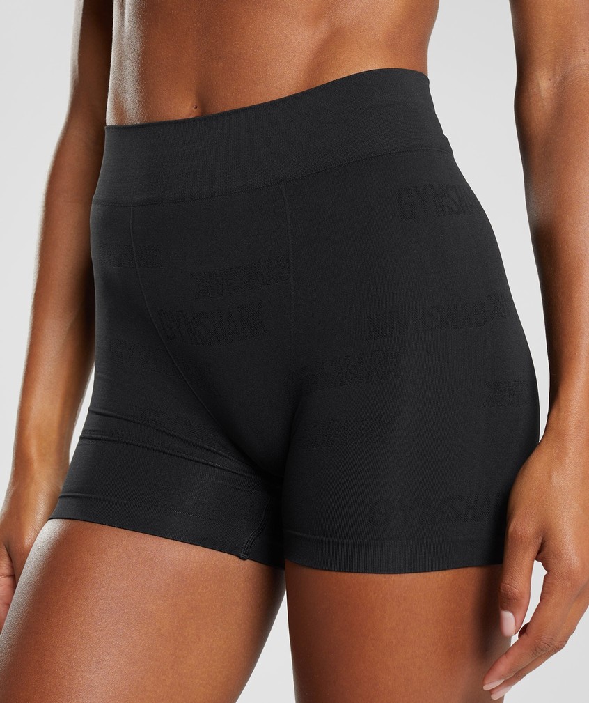 Black Women's Gymshark Seamless Jacquard Boxers Bikini Bottoms | USA-29348