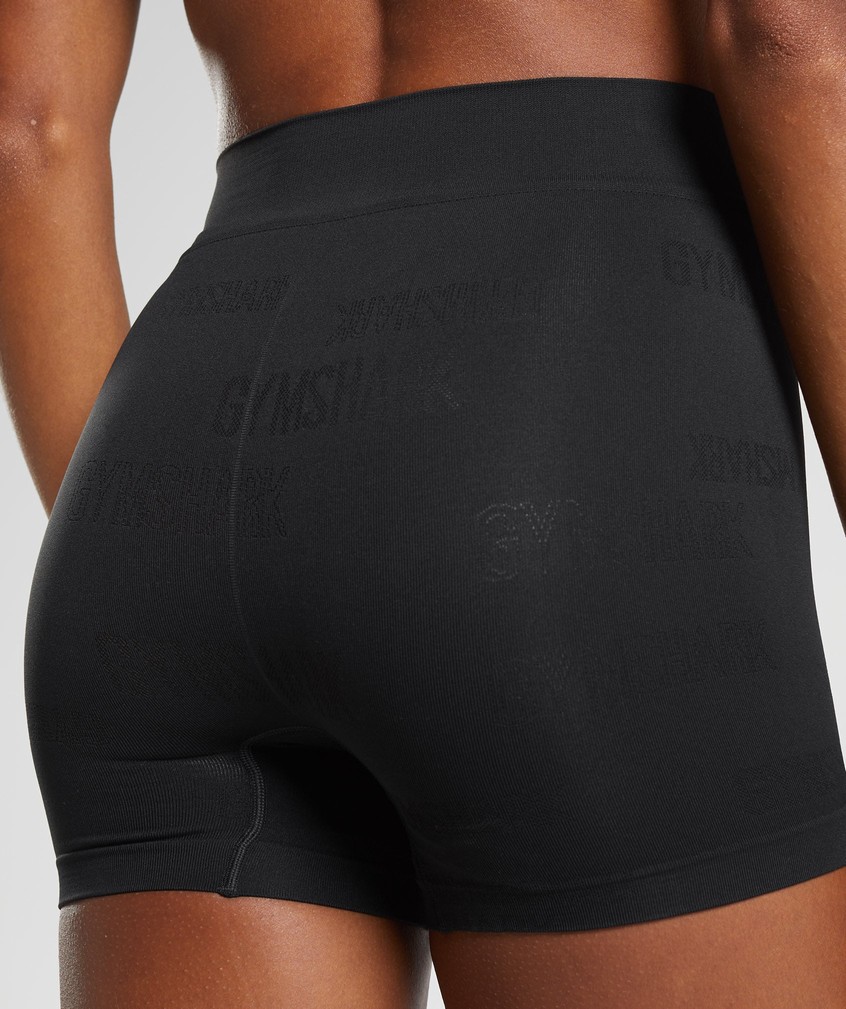 Black Women's Gymshark Seamless Jacquard Boxers Bikini Bottoms | USA-29348