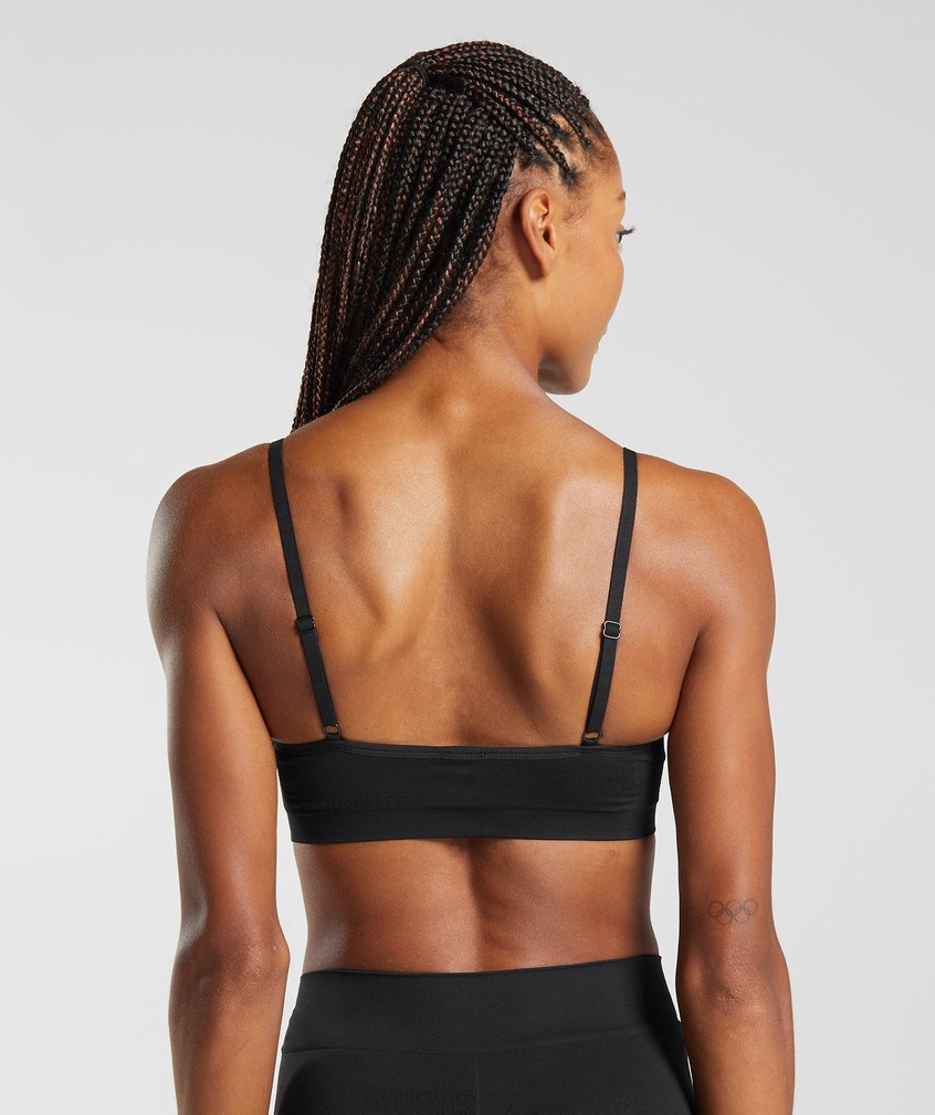 Black Women's Gymshark Seamless Jacquard Bralette | USA-92801