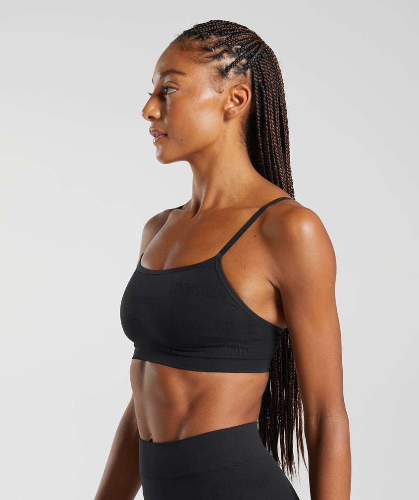 Black Women's Gymshark Seamless Jacquard Bralette | USA-92801