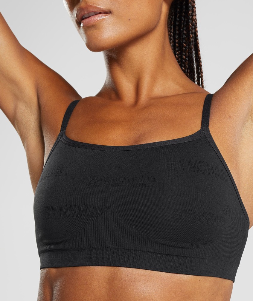 Black Women's Gymshark Seamless Jacquard Bralette | USA-92801