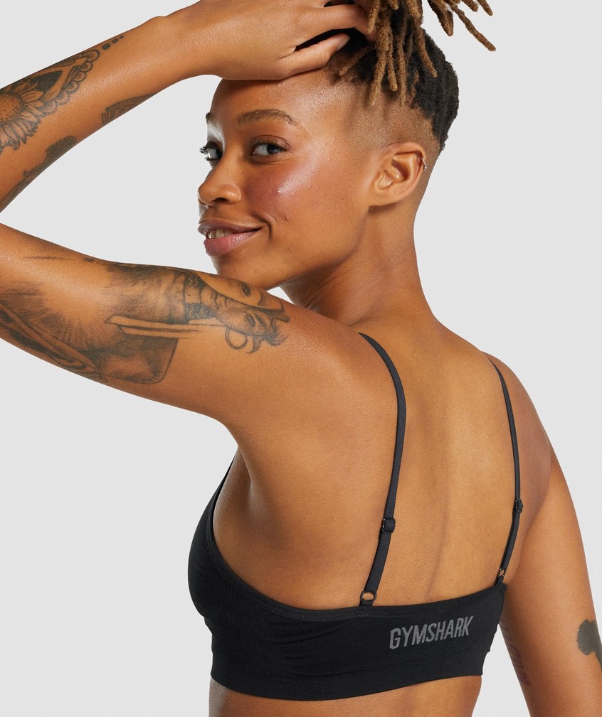 Black Women's Gymshark Seamless Low Neck Bralette | USA-60317